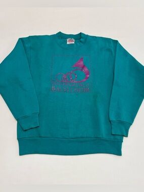 Vintage 1990s San Francisco Bach Choir Crewneck Sweatshirt Sz Med Teal & Purple